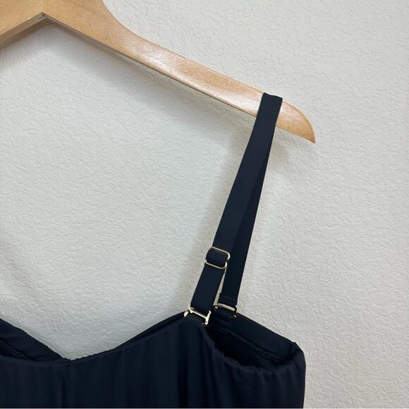 LAUREN RALPH LAUREN PLUS SIZE BLACK BANDEAU FLYAWAY ONE-PIECE SWIMSUIT SIZE 18W - Picture 8 of 13